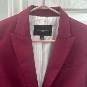 Brushed Twill Blazer in Burgundy/Wine from Banana Republic Factory